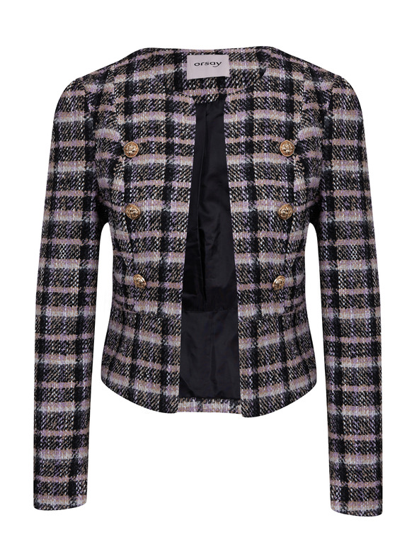 Orsay Čierne dámske kockované sako ORSAY