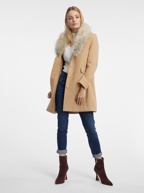 Orsay Béžový dámsky kabát s prímesou vlny ORSAY