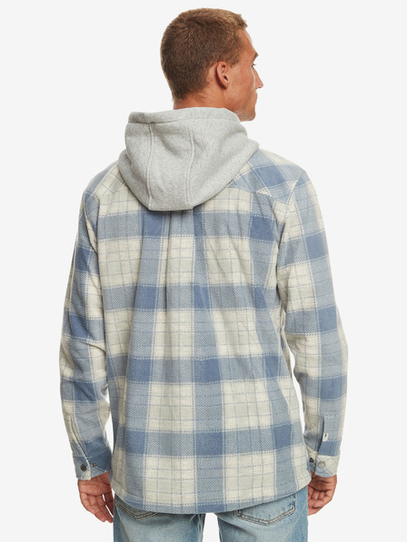 Quiksilver Modrá a krémová károvaná pánska mikina Quiksilver Super Swell