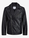Jack & Jones Čierna pánska kožená bunda Jack & Jones Rocky