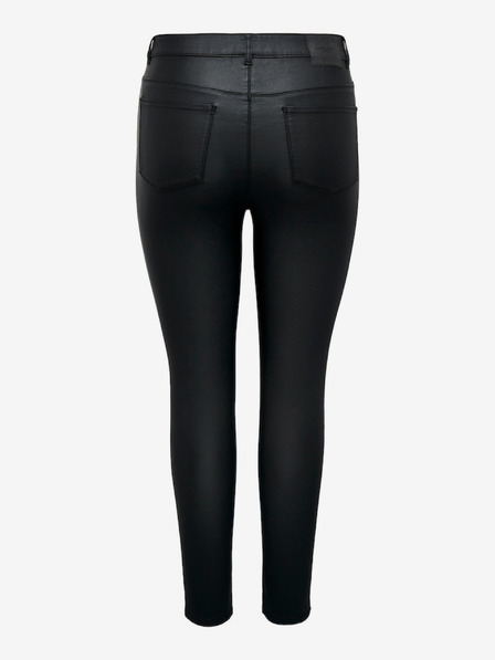 ONLY CARMAKOMA Čierne dámske kožené skinny fit džínsy ONLY CARMAKOMA Anne