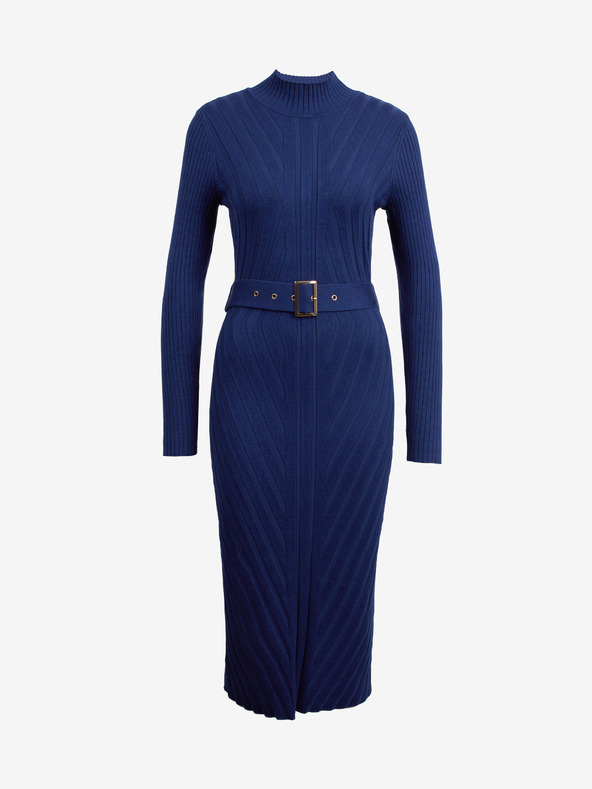 Orsay Tmavo modré dámske úpletové midi šaty ORSAY