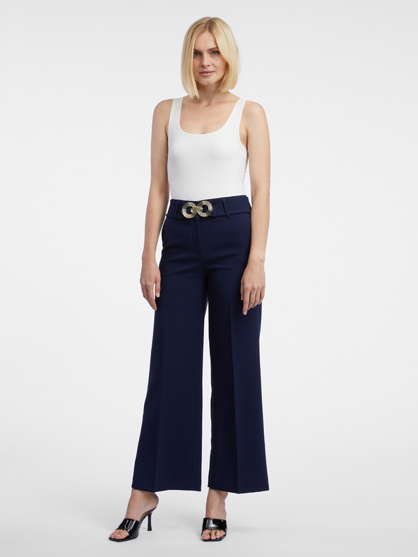 Orsay Tmavomodré dámske nohavice so širokými nohavicami ORSAY