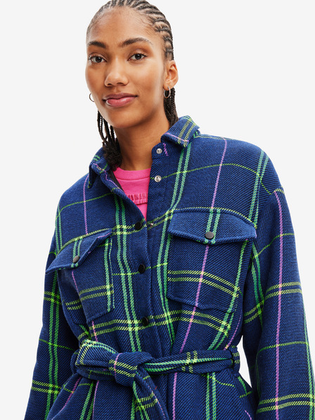 Desigual Desigual Paris Modrá kockovaná košeľová bunda