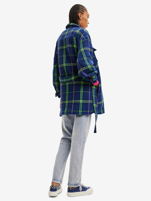 Desigual Desigual Paris Modrá kockovaná košeľová bunda