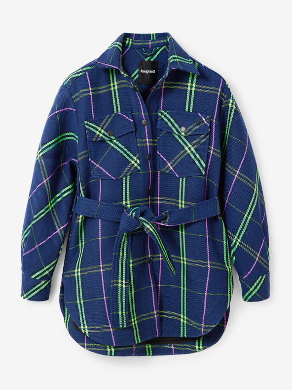 Desigual Desigual Paris Modrá kockovaná košeľová bunda