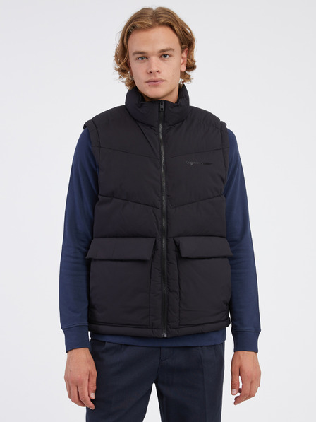Jack & Jones Čierna pánska zimná bunda Jack & Jones Vester Quilted Jack & Jones