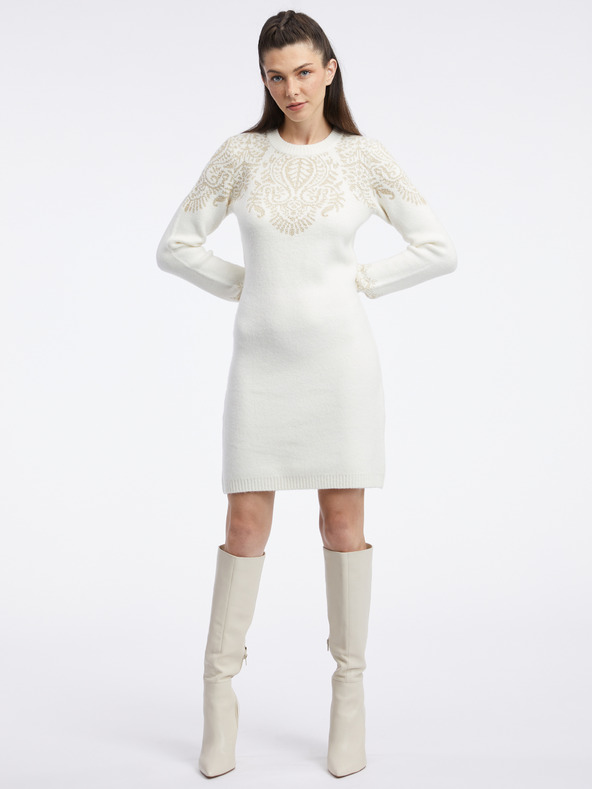 Orsay Krémové dámske svetrové šaty ORSAY