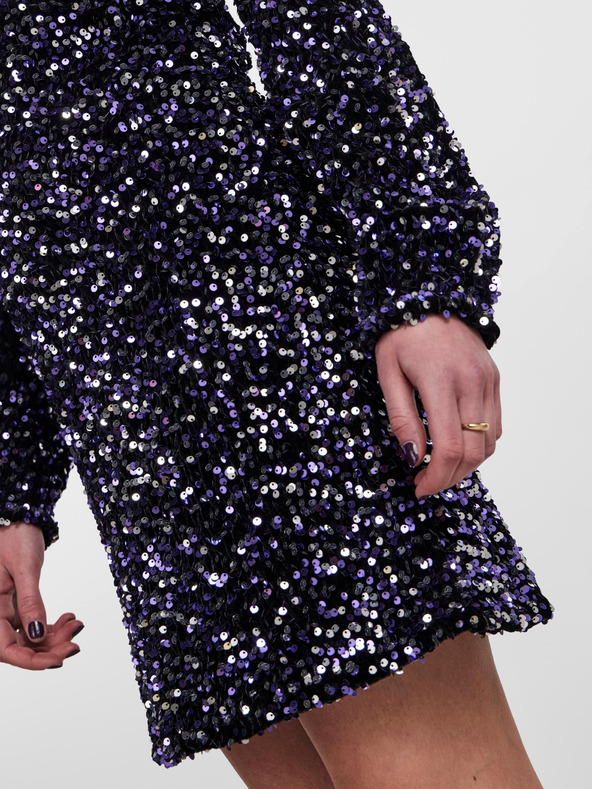 Pieces Čierne dámske flitrové šaty Pieces Kam