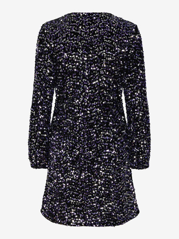 Pieces Čierne dámske flitrové šaty Pieces Kam