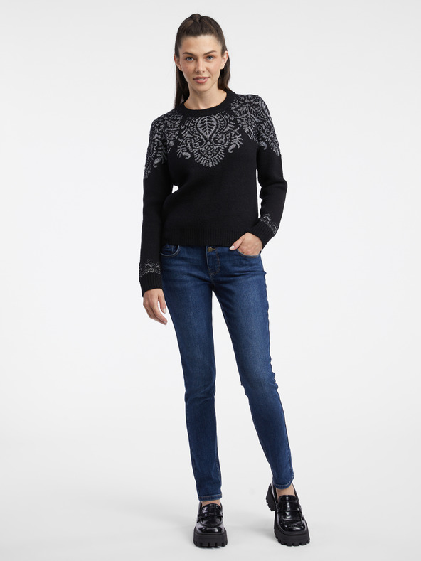 Orsay Čierny dámsky vzorovaný sveter ORSAY