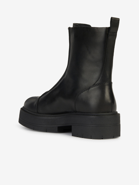 Geox Čierne dámske zimné kožené členkové topánky Geox Spherica