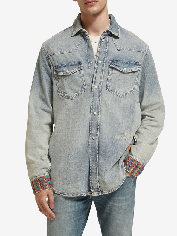 Scotch & Soda Svetlomodrá pánska džínsová košeľa Scotch & Soda