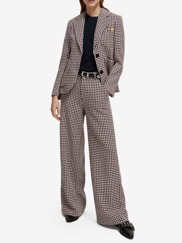 Scotch & Soda Béžové dámske nohavice so vzorom z vlnenej zmesi Scotch & Soda