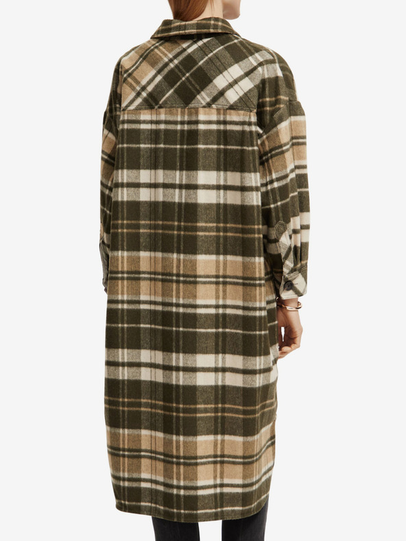 Scotch & Soda Hnedý dámsky ľahký košeľový kabát so zmesou vlny Scotch & Soda