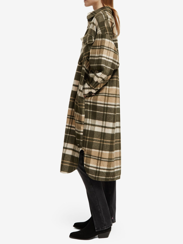 Scotch & Soda Hnedý dámsky ľahký košeľový kabát so zmesou vlny Scotch & Soda