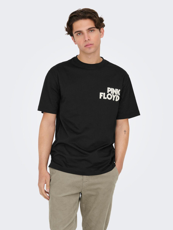 ONLY & SONS Čierne pánske tričko s krátkym rukávom ONLY & SONS Pink Floyd
