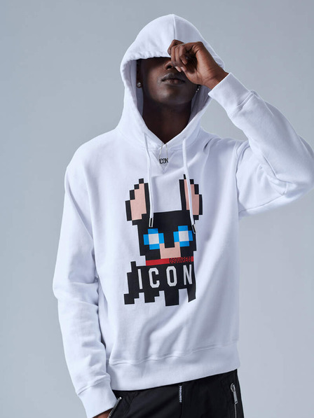 DSQUARED2 Biela pánska mikina s kapucňou DSQUARED2