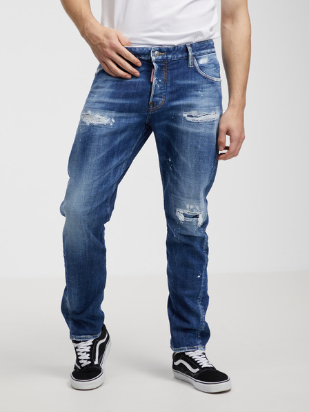 DSQUARED2 Modré pánske džínsy rovného strihu DSQUARED2