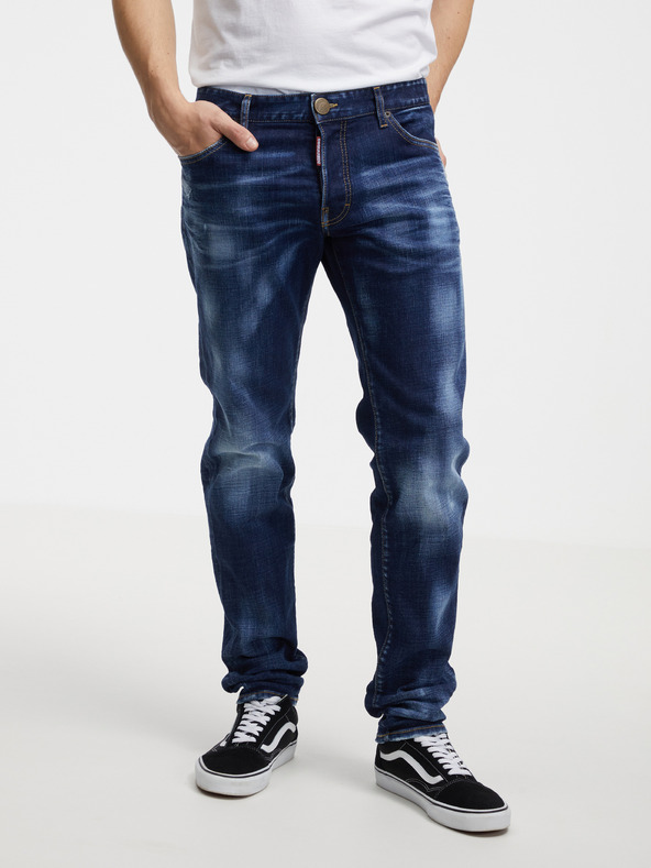 DSQUARED2 Modré pánske džínsy rovného strihu DSQUARED2