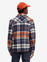 Scotch & Soda Modrá pánska košeľová ľahká bunda so zmesou vlny Scotch & Soda
