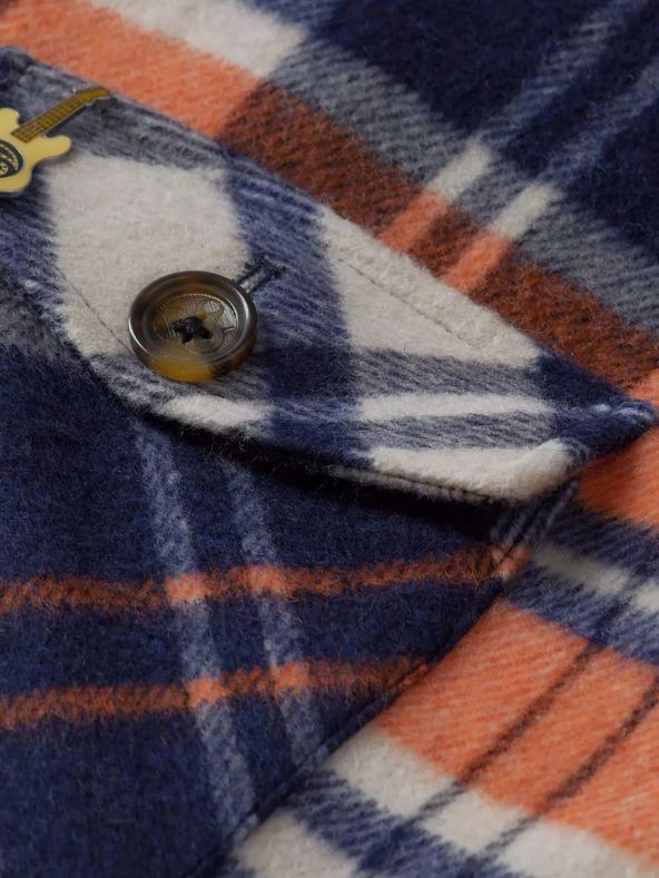 Scotch & Soda Modrá pánska košeľová ľahká bunda so zmesou vlny Scotch & Soda