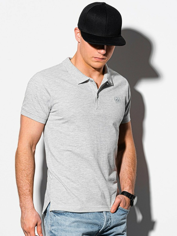 Ombre Clothing Svetlošedá pánska základná polokošeľa Ombre Oblečenie