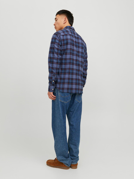 Jack & Jones Tmavomodrá pánska kockovaná vrchná košeľa Jack & Jones Heridan