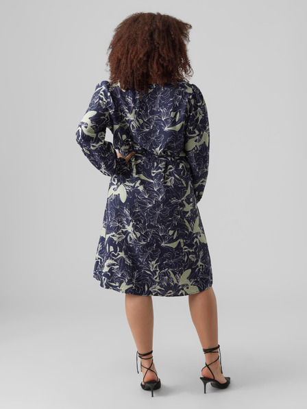 Vero Moda Curve Tmavomodré dámske vzorované košeľové šaty VERO MODA Abbi