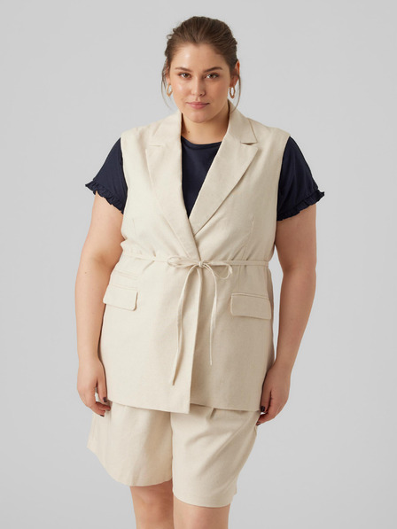 Vero Moda Curve VERO MODA CURVE Lillmae krémová dámska vesta s plátnom