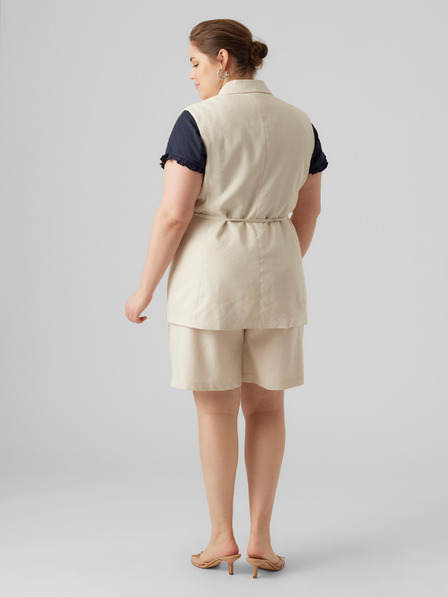 Vero Moda Curve VERO MODA CURVE Lillmae krémová dámska vesta s plátnom