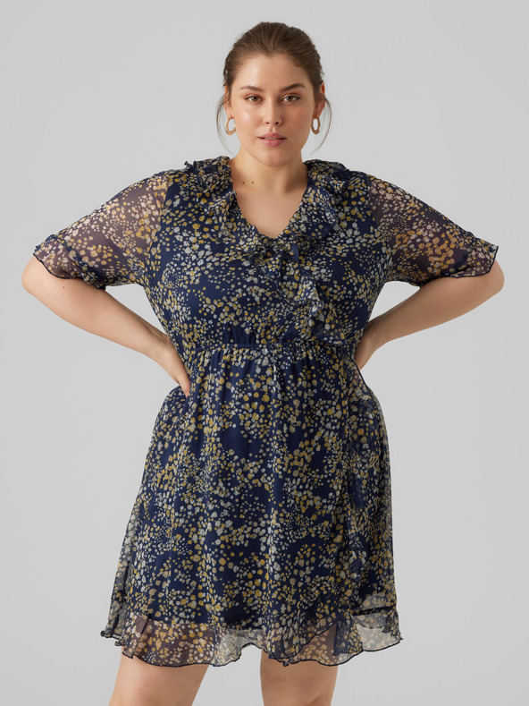 Vero Moda Curve Tmavomodré dámske vzorované šaty by VERO MODA CURVE Dora