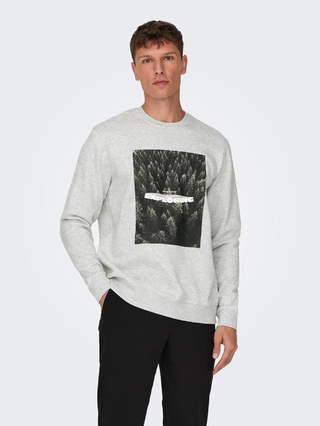 ONLY & SONS Svetlošedá pánska žíhaná mikina ONLY & SONS Oren