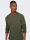 ONLY & SONS Khaki pánsky sveter ONLY & SONS Ese