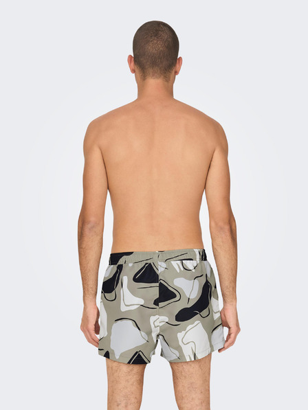 ONLY & SONS Šedé pánske vzorované plavky ONLY & SONS Todd