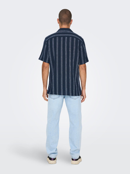 ONLY & SONS Tmavomodrá pánska pruhovaná košeľa ONLY & SONS Trev