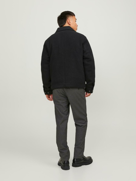 Jack & Jones Čierna pánska bunda zo zmesi vlny Jack & Jones Baxter