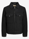 Jack & Jones Čierna pánska bunda zo zmesi vlny Jack & Jones Baxter