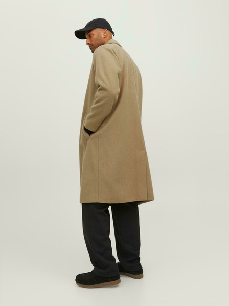 Jack & Jones Jack & Jones Harry béžový pánsky kabát zo zmesi vlny