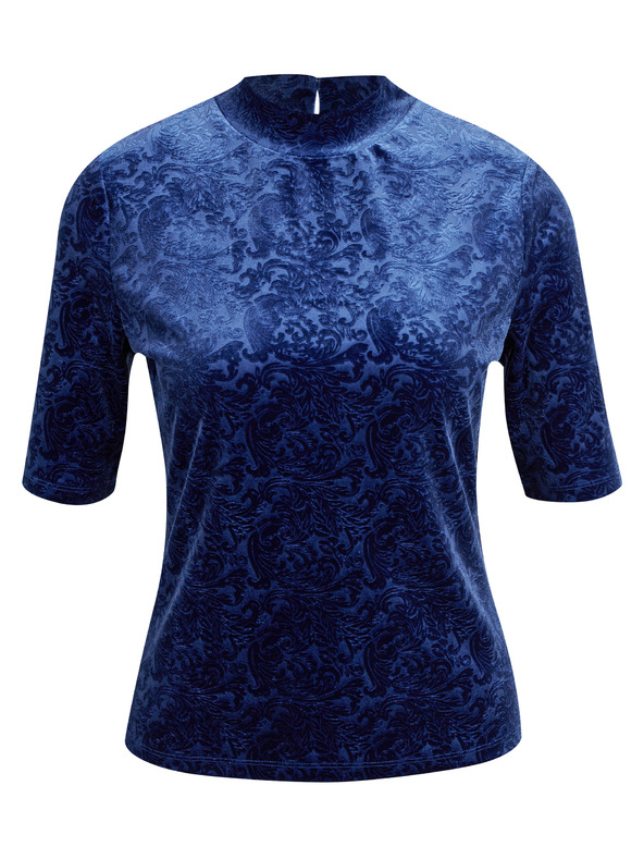 Orsay Tmavomodrý dámsky vzorovaný zamatový top ORSAY