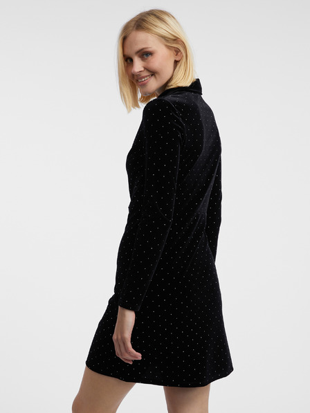 Orsay Čierne dámske vzorované zamatové šaty ORSAY