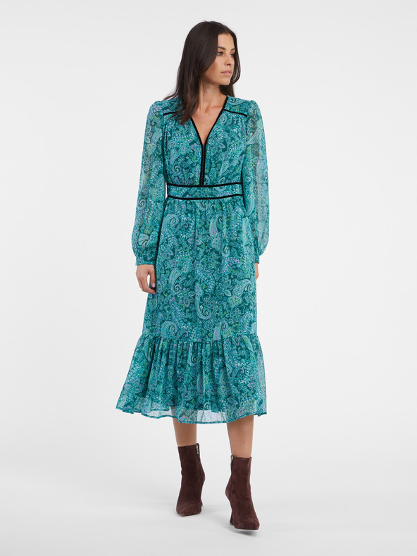 Orsay Tyrkysové dámske vzorované midišaty ORSAY
