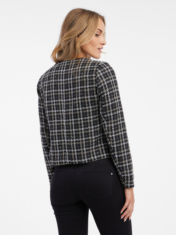 Orsay Čierny dámsky vzorovaný kabát ORSAY