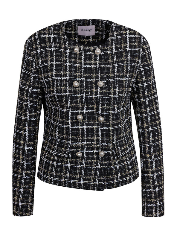Orsay Čierny dámsky vzorovaný kabát ORSAY
