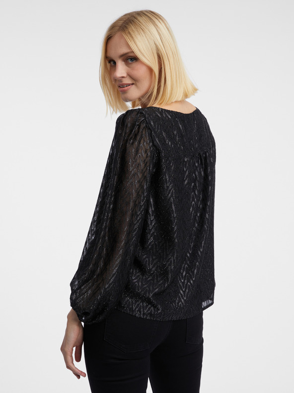 Orsay Čierna dámska vzorovaná blúzka ORSAY