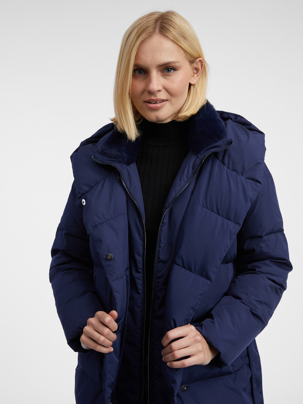 Orsay Tmavomodrý dámsky páperový kabát ORSAY