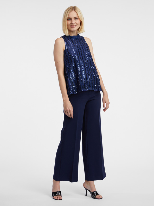 Orsay Tmavomodrá dámska blúzka s flitrami ORSAY