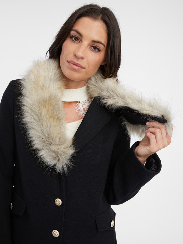 Orsay Čierny dámsky kabát s prímesou vlny ORSAY