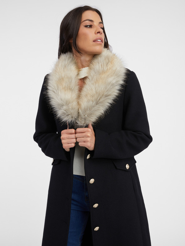 Orsay Čierny dámsky kabát s prímesou vlny ORSAY