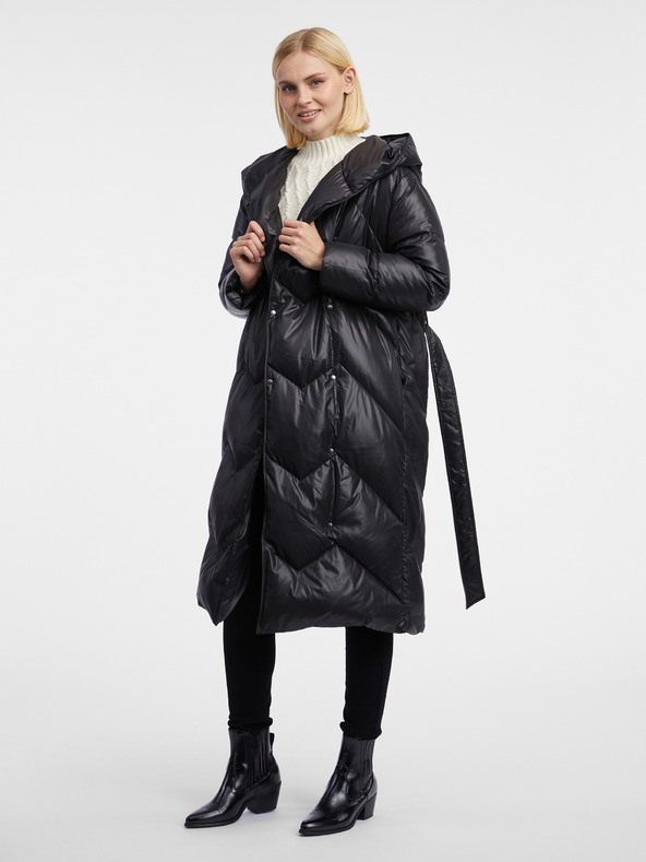 Orsay Čierny dámsky páperový kabát ORSAY